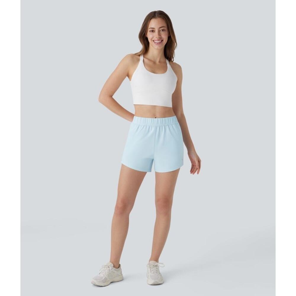 NEW Halara Running Shorts Blue Quick Dry Zipper Pocket Athletic Gym Active XS - Picture 6 of 11